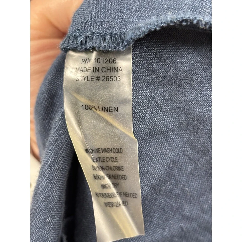 Soft Surroundings Island Breeze Linen Tunic Size L Relaxed Long Slv Pockets Blue - Picture 7 of 9